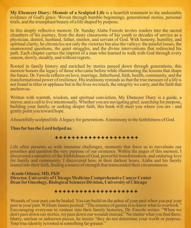 Back cover of My Ebenezer Diary by Alaba Fawole